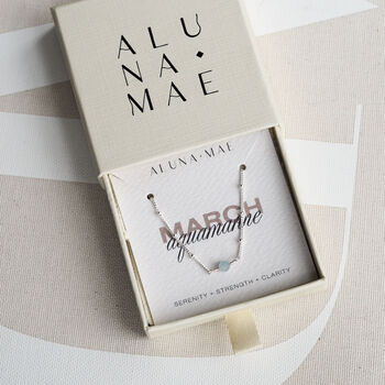 March Birthstone Aquamarine Sterling Silver Necklace, 2 of 4