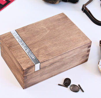 Personalised Wooden Cufflink Watch Box, 2 of 11