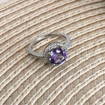 Round Amethyst 925 Sterling Silver Ring, 3 of 5