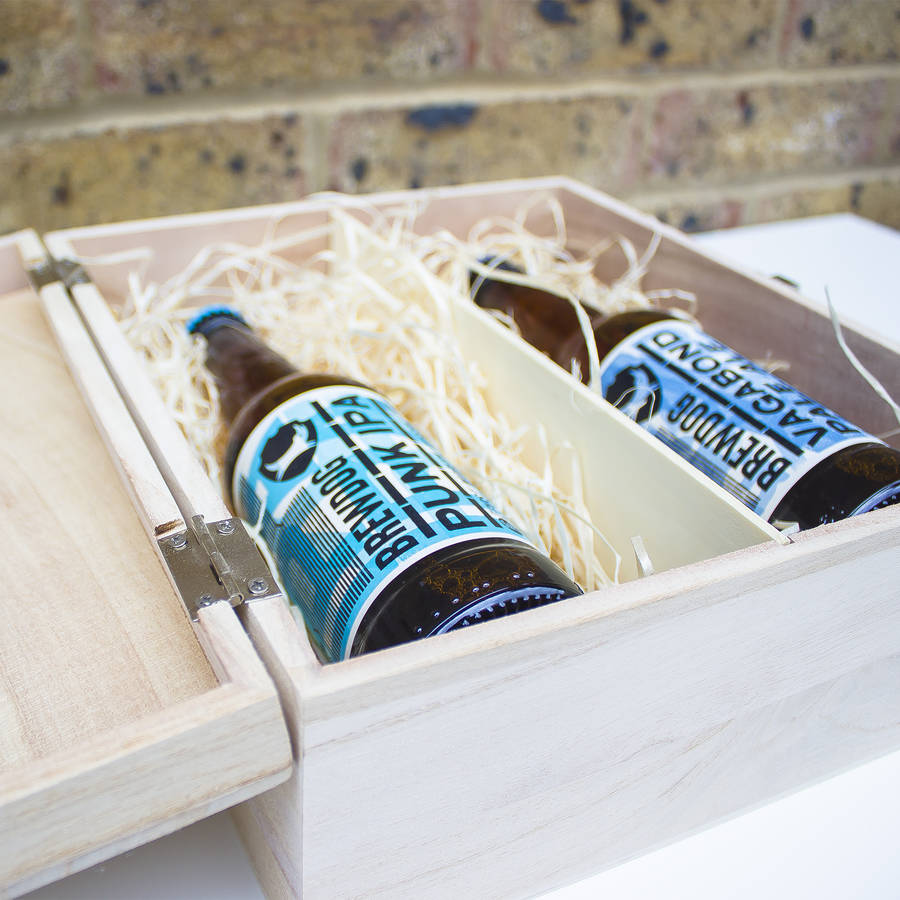 custom wooden beer bottle box by timbergram