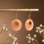 Orange And Cream Geometric Circular Earrings • Gold Plated Sterling Silver Hooks, thumbnail 5 of 12