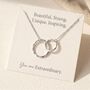 Sterling Silver Interlocking Rings Necklace | Friendship Gift For Her, thumbnail 1 of 5