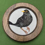 Blackbird Hand Embroidered Artwork Oak Frame, thumbnail 4 of 5