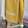 Personalised Knitted Mustard Baby Blanket, thumbnail 1 of 6