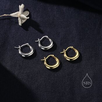 Chunky Chubby Hoop Earrings In Sterling Silver, 2 of 10