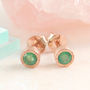Emerald May Birthstone Rose Gold Plated Silver Earrings, thumbnail 1 of 2