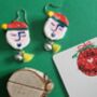 Festive Painted Father Christmas Earrings With Stand, thumbnail 5 of 12