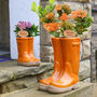 Set Of Two Personalised Orange Welly Planters, thumbnail 1 of 9