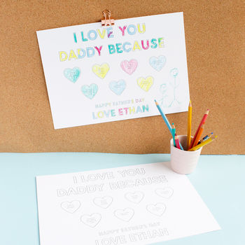 Personalised Children’s Colour In I Love Daddy Print, 8 of 11
