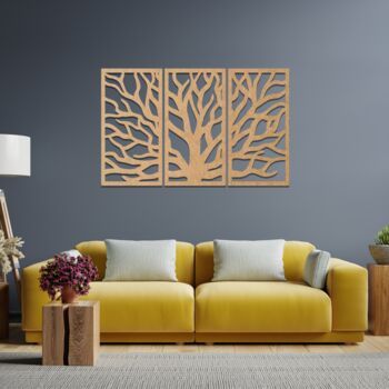 Modern Three Panel Tree Of Life Wooden Wall Art, 4 of 12