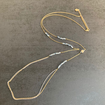 Long Grey Crystal Bead Asymmetrical Necklace, 6 of 9