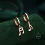 Sterling Silver Mismatched Pair Of Music Symbol Huggie Hoop Earrings, thumbnail 4 of 12