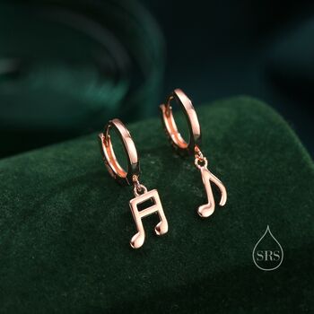 Sterling Silver Mismatched Pair Of Music Symbol Huggie Hoop Earrings, 4 of 12