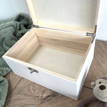 Personalised Jungle Animals New Baby White Keepsake Box Three Sizes, 5 of 7