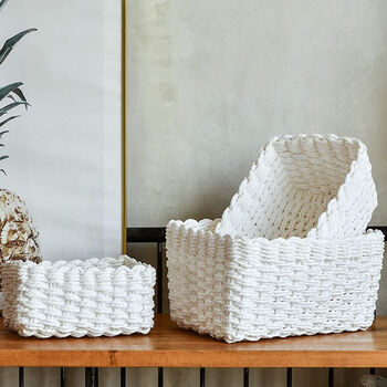 Pack Of Three Recycled Paper Rope Storage Basket, 3 of 12