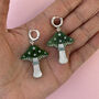 Green Mini Toadstool Dangle Earrings, thumbnail 1 of 2