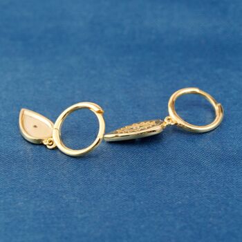 Teardrop Gold Hoop Earrings, Gold, 4 of 7