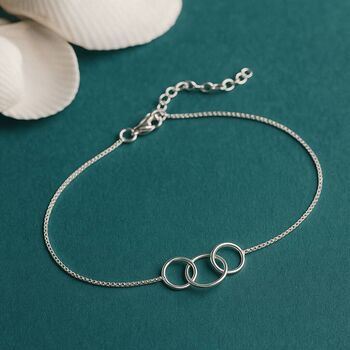 30th Birthday Sterling Silver Three Ring Bracelet, 3 of 5