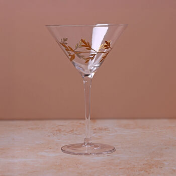 G Decor Set Of Four Wild Vine Hand Painted Martini Glasses Inspired By Nature, 5 of 5