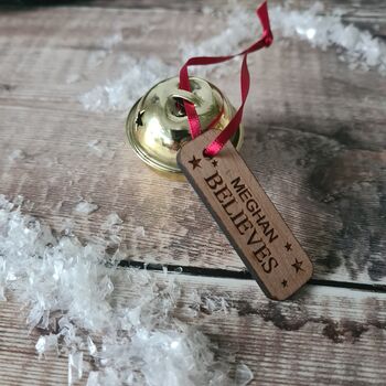 Personalised Santa's Believe Bell Christmas Decoration, 3 of 4