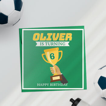 Personalised Football Trophy Birthday Card, 4 of 4