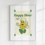 Retro Happy Hour Funny Beer Cartoon Wall Print, thumbnail 4 of 4