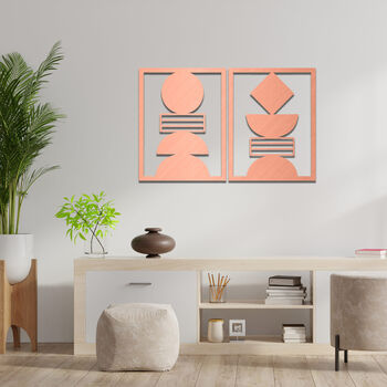 Minimalist Geometric Wooden Wall Art Abstract Duo, 8 of 12