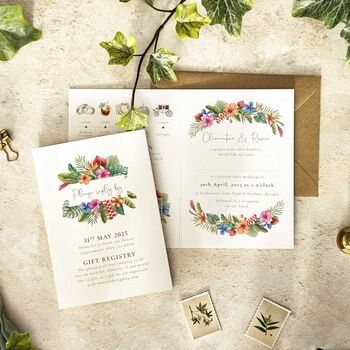 Tropical Folded Wedding Invitation Suite, 4 of 9