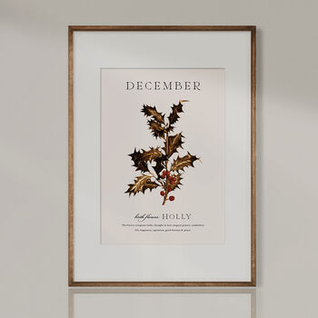 Birth Flower Wall Print 'Holly' For December, 7 of 9