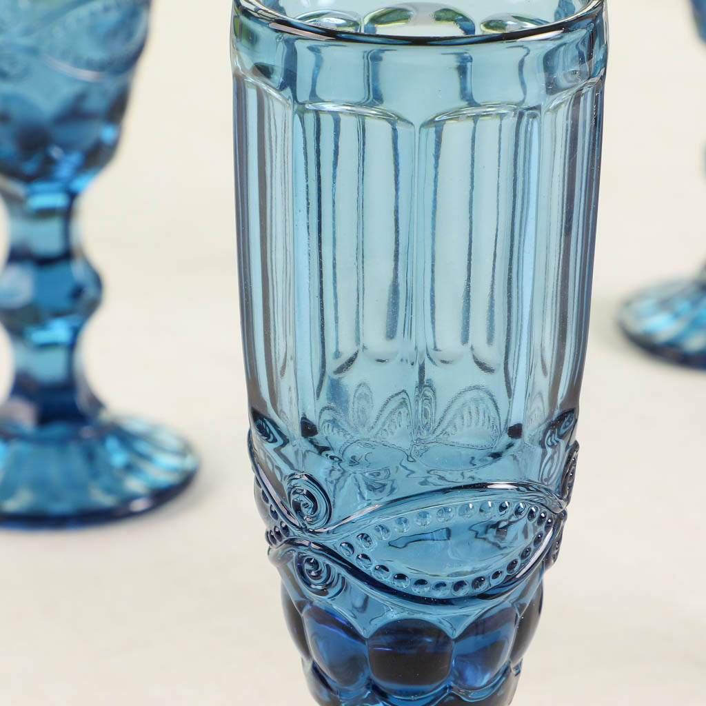 Luxury Sapphire Blue Glass Champagne Flutes By Dibor