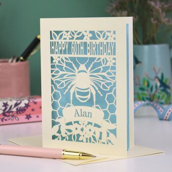 Personalised Papercut Bee Birthday Card, 2 of 5