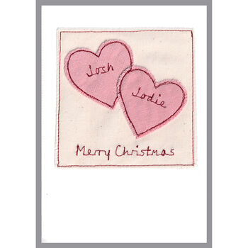 Personalised Hearts Christmas Card For Him, Her, Couple, 2 of 12