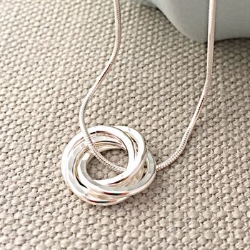 Four Interlinked Rings Silver Necklace, 3 of 12