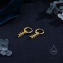 Delicate Leaf Charm Huggie Hoop Earrings, thumbnail 3 of 10