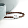 Personalised Men's Burnt Sienna Woven Leather Bracelet, thumbnail 5 of 6