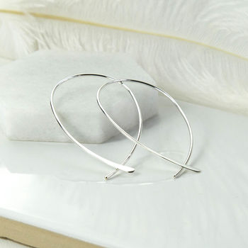 Sterling Silver Oval Loop Hoop Earrings, 3 of 7