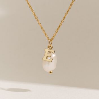 Gold Baroque Pearl And Initial Necklace, 3 of 4