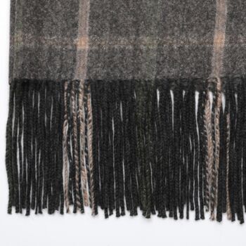 Checked And Fringe Style Cashmere Scarf, 3 of 4