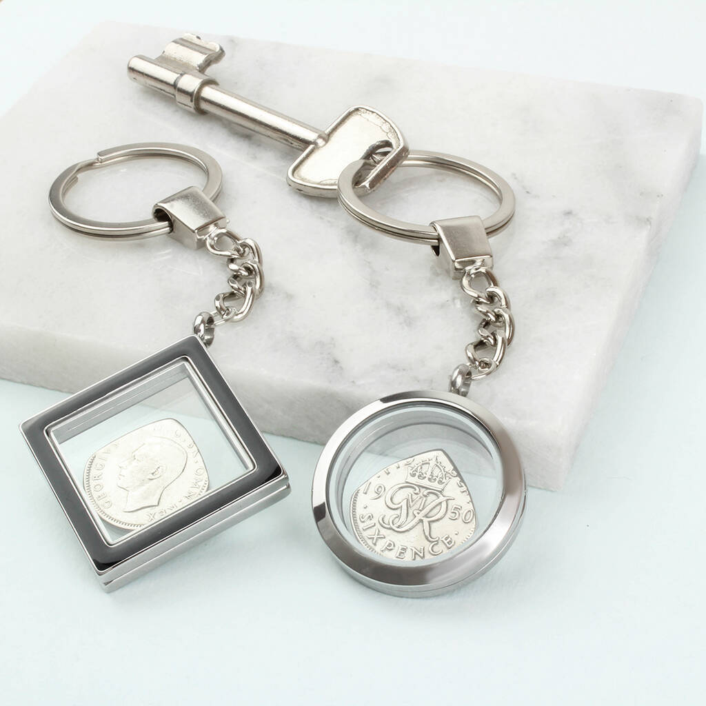 Image of 1951 Lucky Sixpence Plectrum Keyring