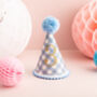 Gingham Print Any Age Party Hat, thumbnail 3 of 3
