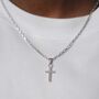Men's 925 Sterling Silver Mini Cross X Rolo Chain Pendant Necklace Chain For Men, thumbnail 5 of 12