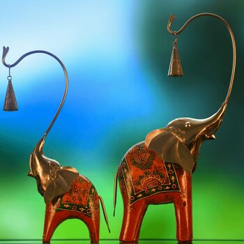 Pair Of Handmade Indian Elephant Ornaments, 2 of 3