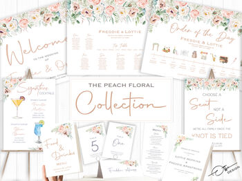 Wedding Welcome Board Peach Pink Floral, 7 of 7