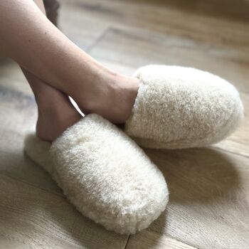 Pure Wool Fleece Mule Slippers, 2 of 4