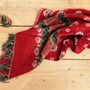 Handwoven Red Boho Recycled Cotton Throw Blanket, thumbnail 7 of 9