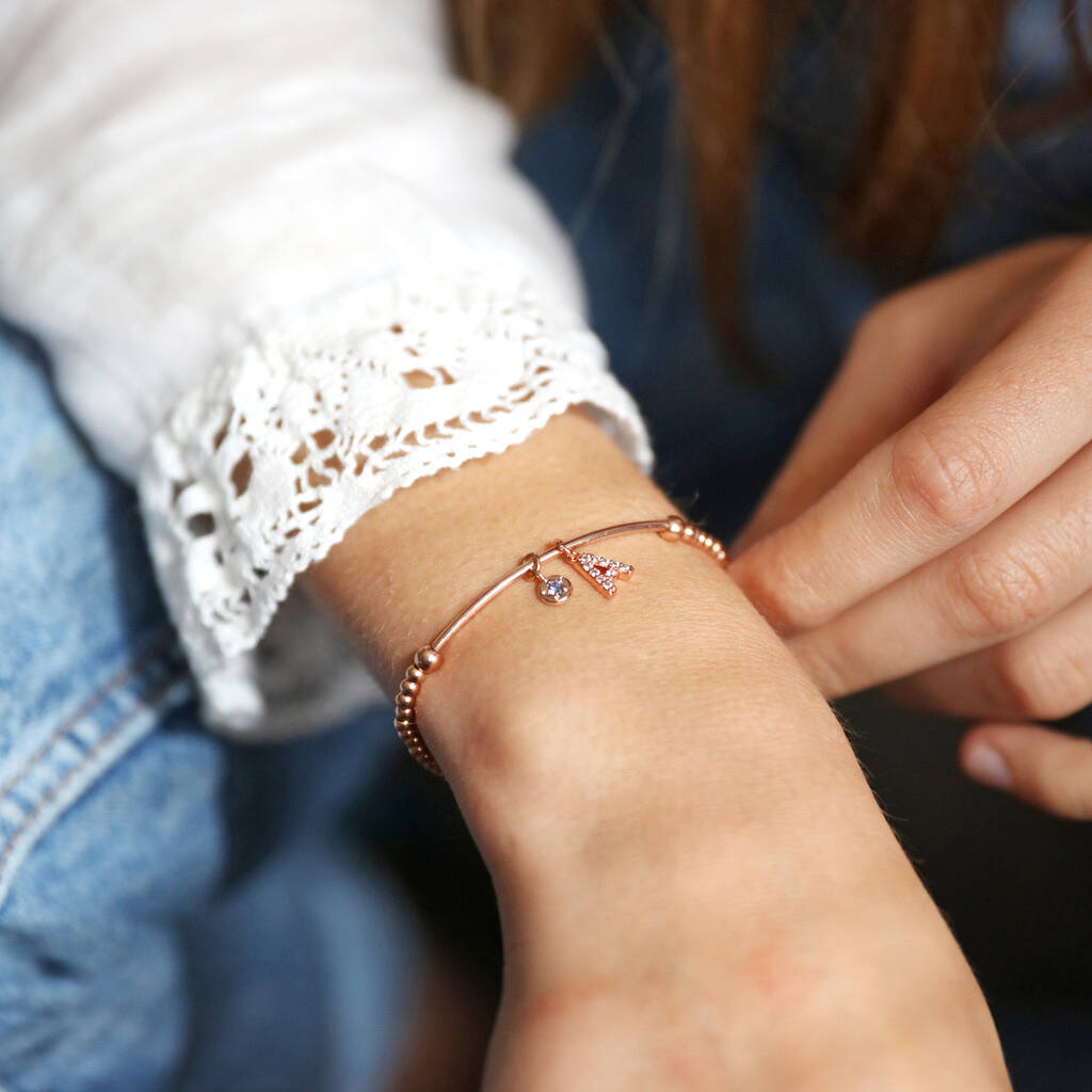 Beaded Tube Bracelet With Initial Charm By Lisa Angel