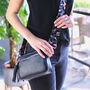 Personalised Black Crossbody Bag With Patterned Strap, thumbnail 2 of 8