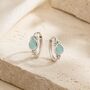 Sterling Silver And Amazonite Boho Huggie Hoop Earring Pair, thumbnail 1 of 2