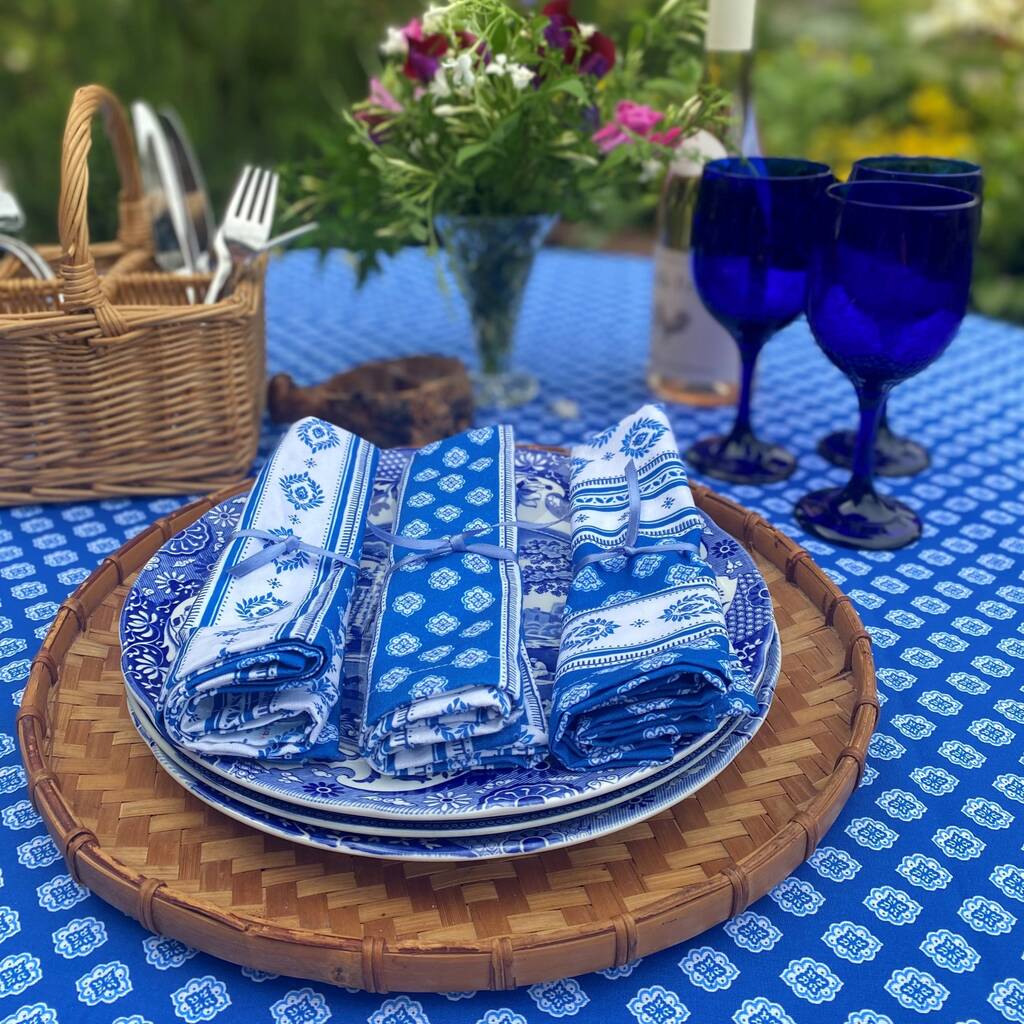 Blue Provencal Tablecloth Nimes, 1 of 9