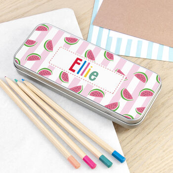 Personalised Melon Pattern Pencil Case Tin, 3 of 10